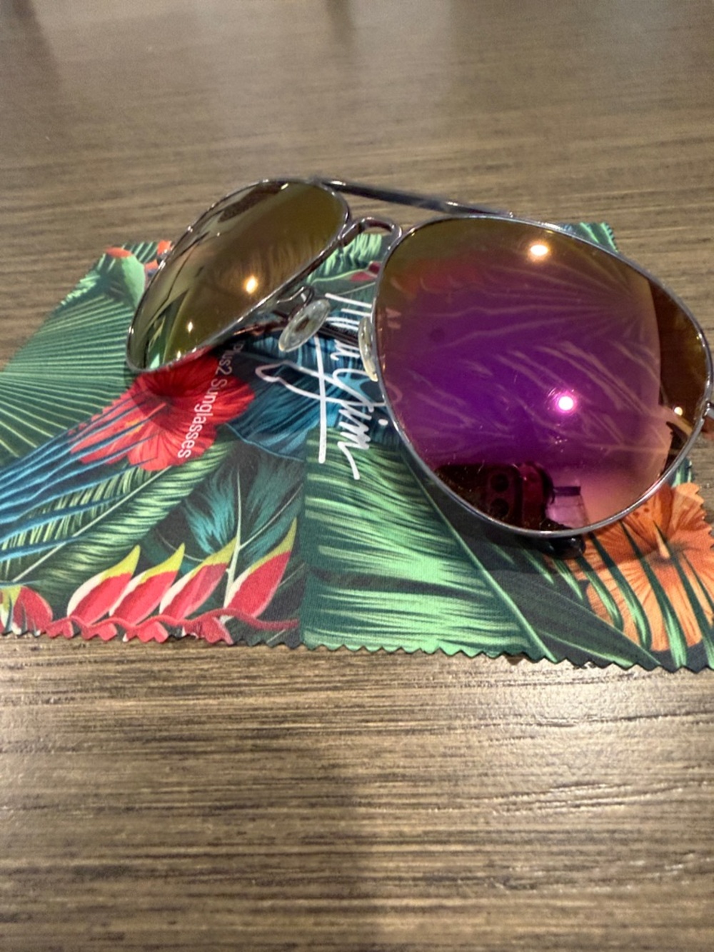Maui Jim Aviator Sunglasses - Silver Frame with Pink Mirrored Lenses - Picture 5 of 5